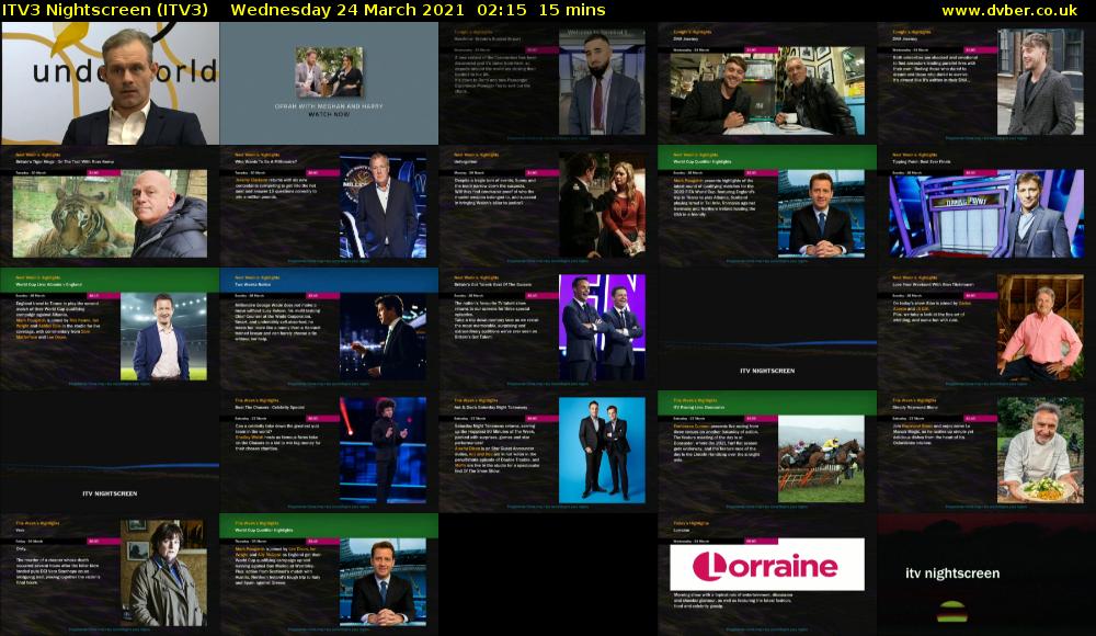 ITV3 Nightscreen (ITV3) Wednesday 24 March 2021 02:15 - 02:30