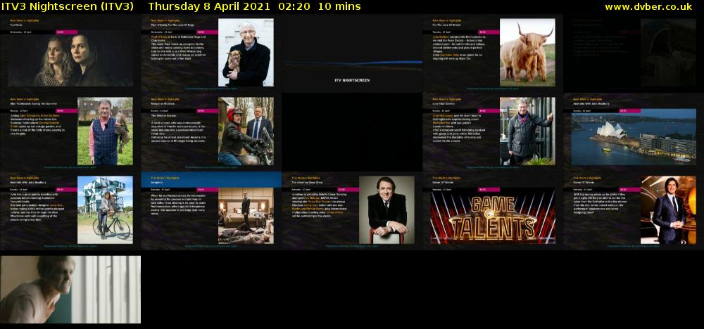 ITV3 Nightscreen (ITV3) Thursday 8 April 2021 02:20 - 02:30