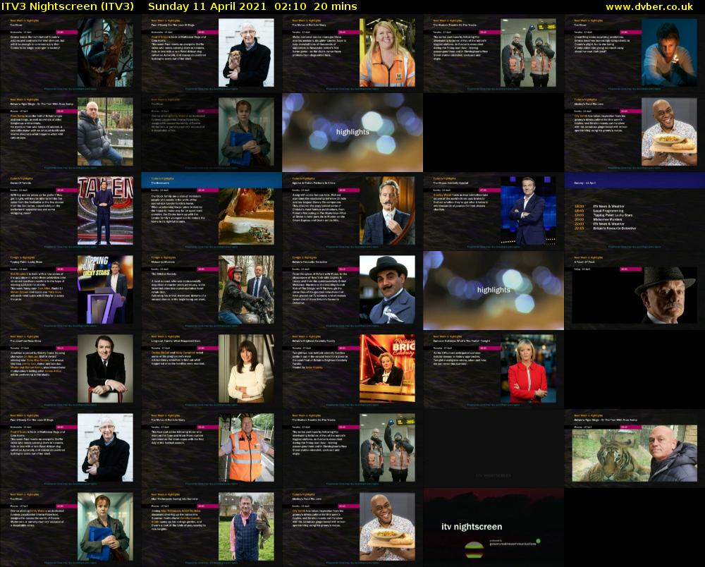 ITV3 Nightscreen (ITV3) Sunday 11 April 2021 02:10 - 02:30