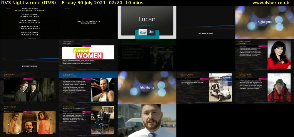 ITV3 Nightscreen (ITV3) Friday 30 July 2021 02:20 - 02:30