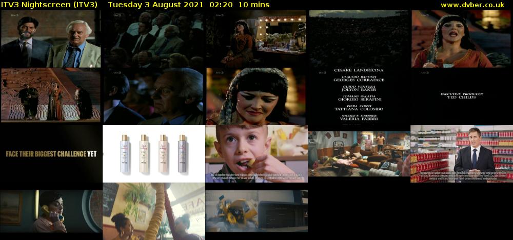ITV3 Nightscreen (ITV3) Tuesday 3 August 2021 02:20 - 02:30
