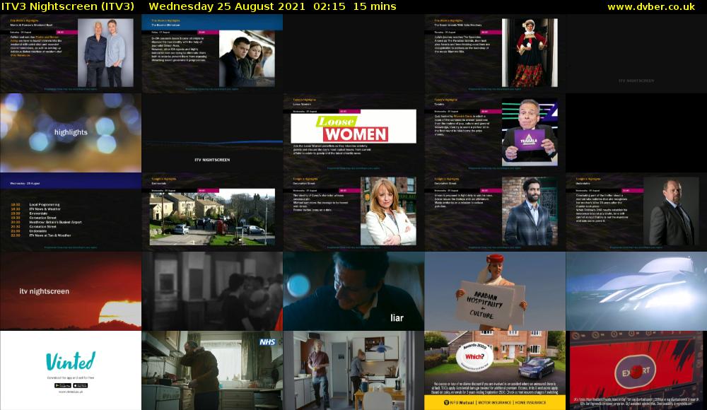 ITV3 Nightscreen (ITV3) Wednesday 25 August 2021 02:15 - 02:30
