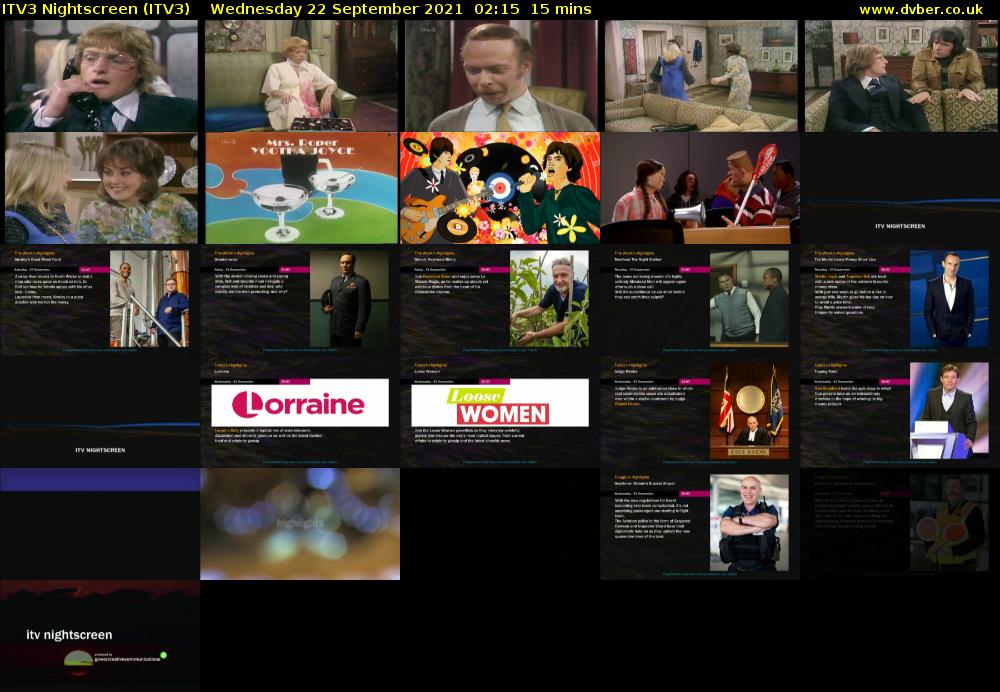 ITV3 Nightscreen (ITV3) Wednesday 22 September 2021 02:15 - 02:30