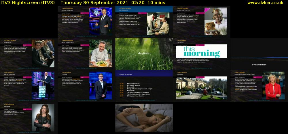 ITV3 Nightscreen (ITV3) Thursday 30 September 2021 02:20 - 02:30