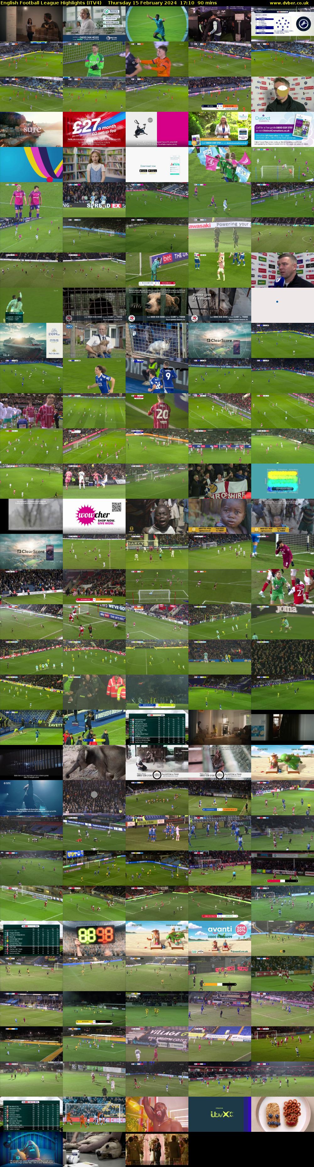 English Football League Highlights (ITV4) Thursday 15 February 2024 17:10 - 18:40