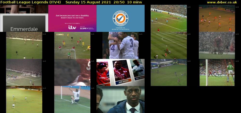 Football League Legends (ITV4) Sunday 15 August 2021 20:50 - 21:00