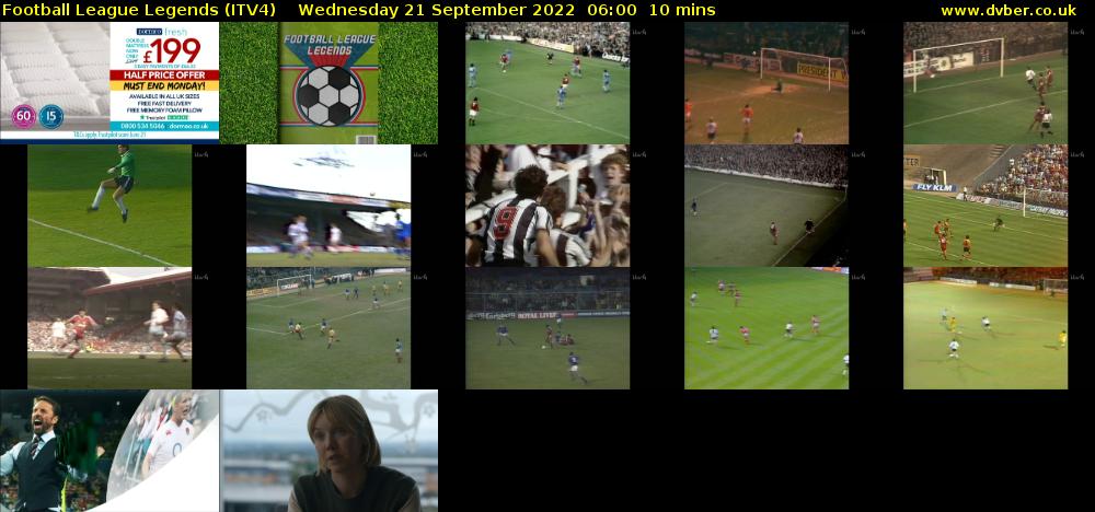 Football League Legends (ITV4) Wednesday 21 September 2022 06:00 - 06:10