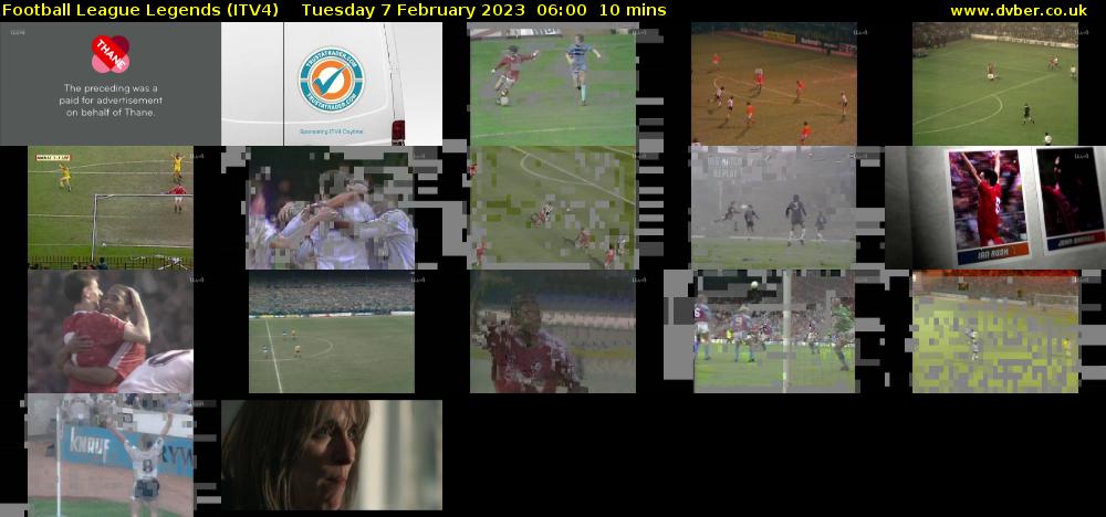 Football League Legends (ITV4) Tuesday 7 February 2023 06:00 - 06:10