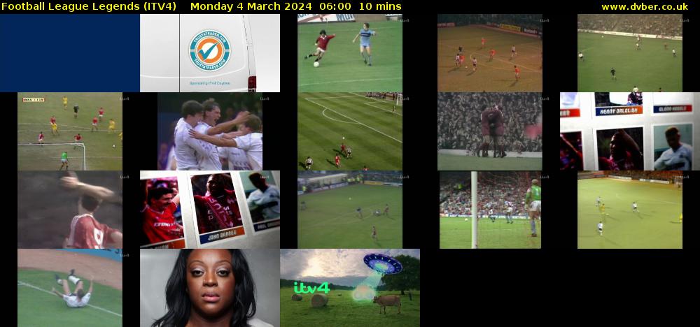 Football League Legends (ITV4) Monday 4 March 2024 06:00 - 06:10