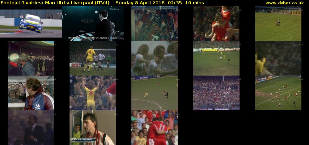 Football Rivalries: Man Utd v Liverpool (ITV4) Sunday 8 April 2018 02:35 - 02:45