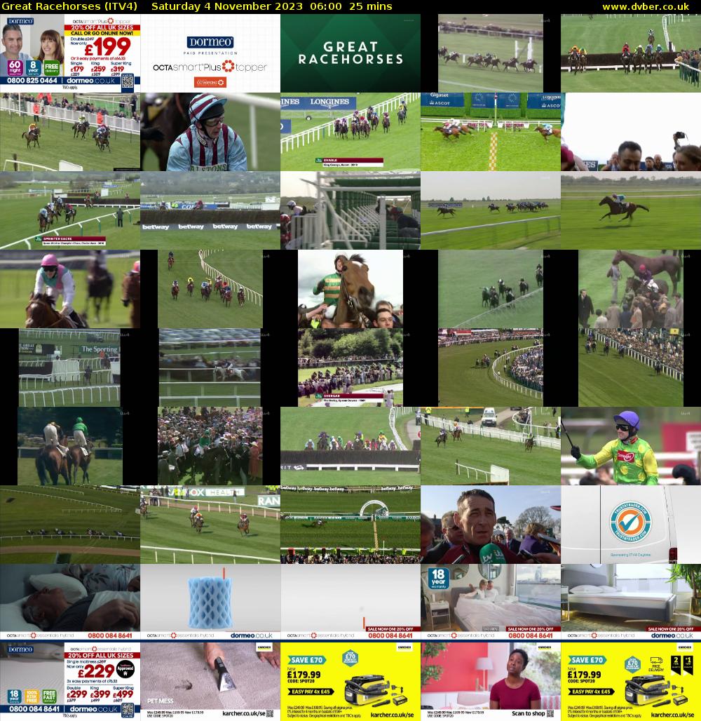 Great Racehorses (ITV4) Saturday 4 November 2023 06:00 - 06:25