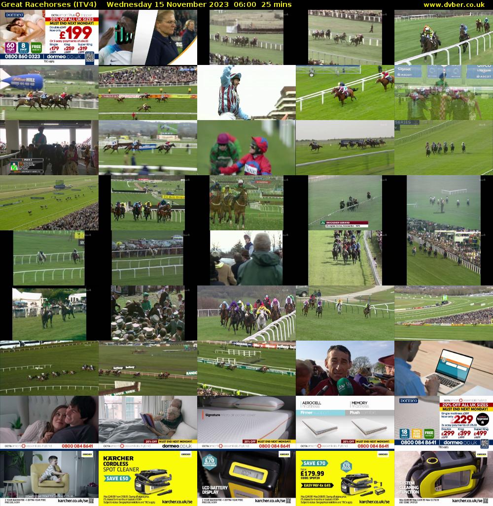 Great Racehorses (ITV4) Wednesday 15 November 2023 06:00 - 06:25