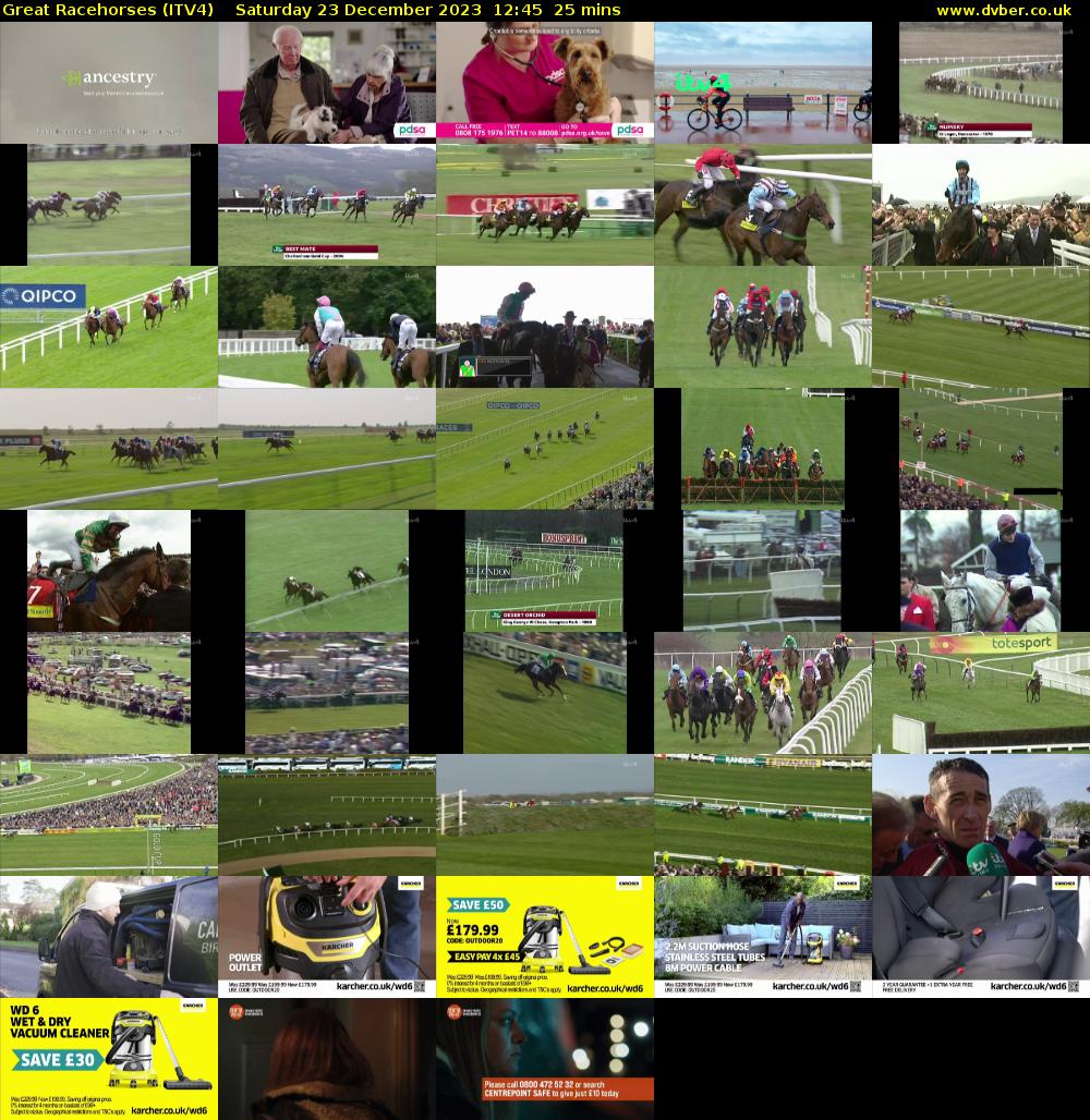 Great Racehorses (ITV4) Saturday 23 December 2023 12:45 - 13:10
