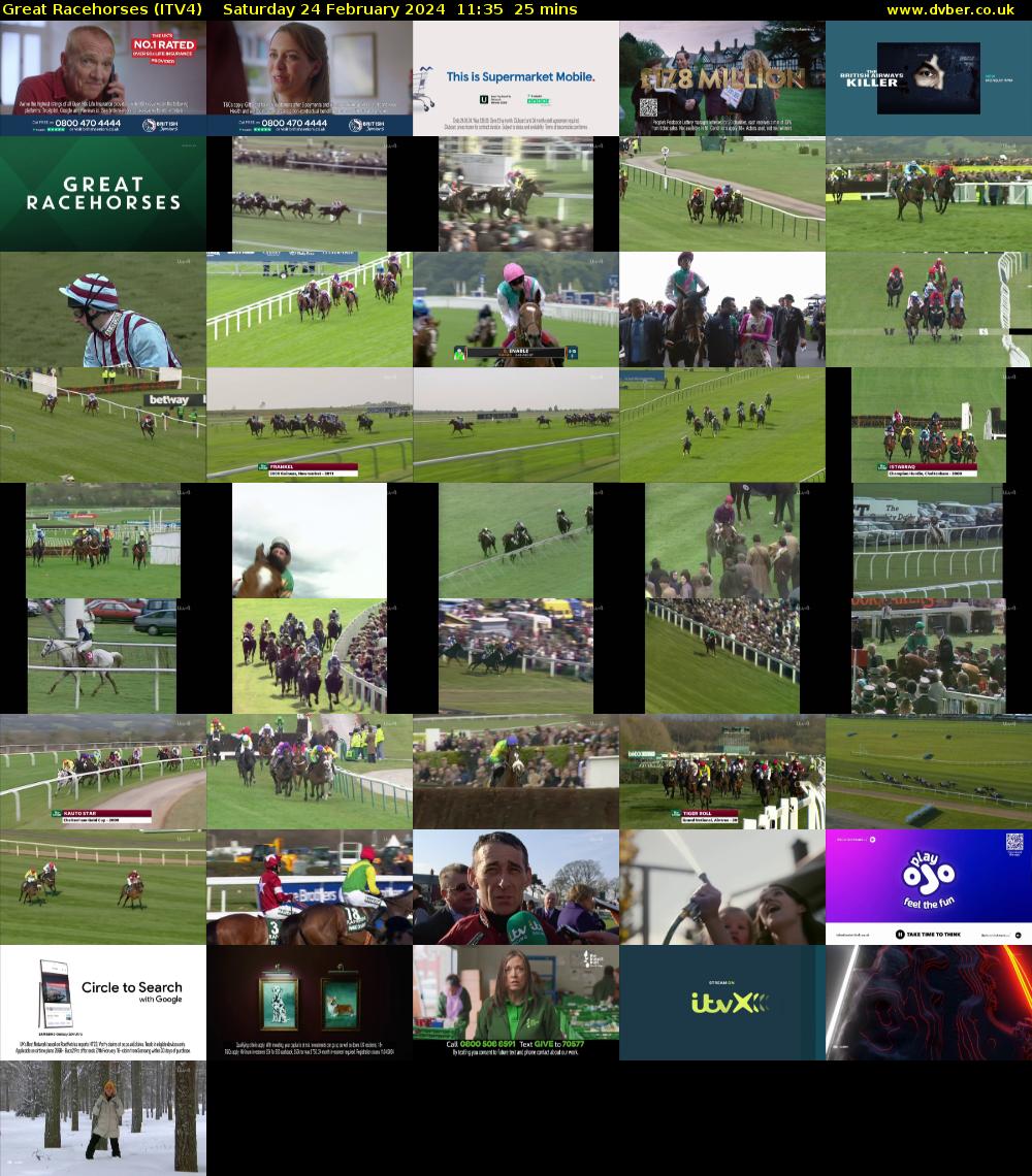 Great Racehorses (ITV4) Saturday 24 February 2024 11:35 - 12:00