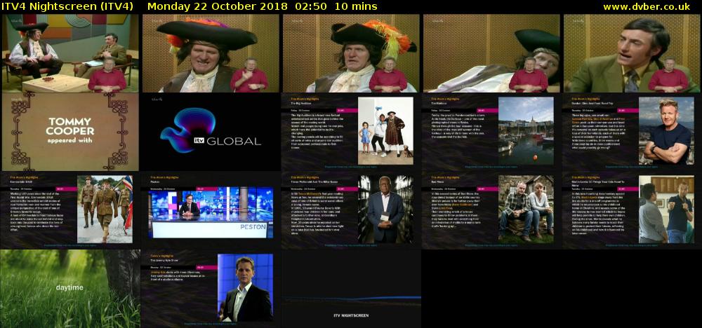 ITV4 Nightscreen (ITV4) Monday 22 October 2018 02:50 - 03:00