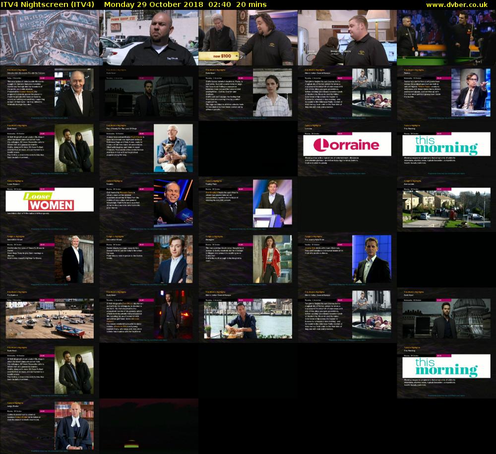 ITV4 Nightscreen (ITV4) Monday 29 October 2018 02:40 - 03:00