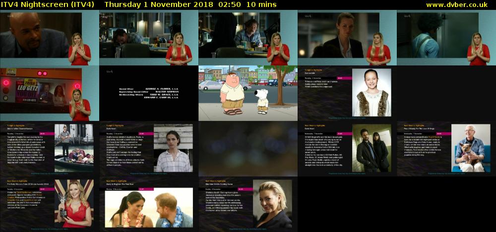 ITV4 Nightscreen (ITV4) Thursday 1 November 2018 02:50 - 03:00