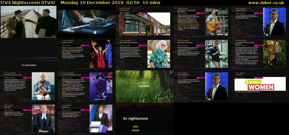 ITV4 Nightscreen (ITV4) Monday 10 December 2018 02:50 - 03:00