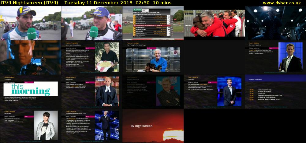 ITV4 Nightscreen (ITV4) Tuesday 11 December 2018 02:50 - 03:00