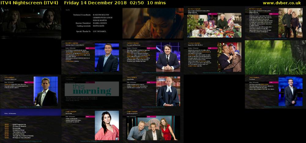 ITV4 Nightscreen (ITV4) Friday 14 December 2018 02:50 - 03:00