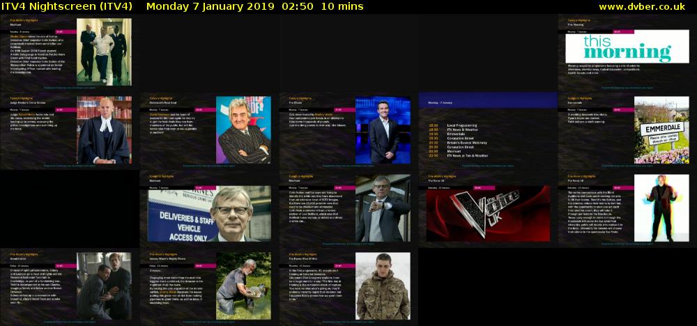 ITV4 Nightscreen (ITV4) Monday 7 January 2019 02:50 - 03:00