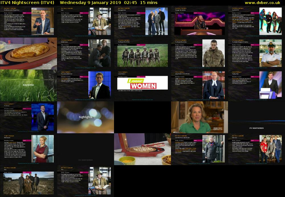 ITV4 Nightscreen (ITV4) Wednesday 9 January 2019 02:45 - 03:00