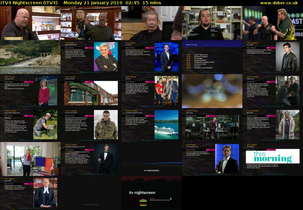 ITV4 Nightscreen (ITV4) Monday 21 January 2019 02:45 - 03:00