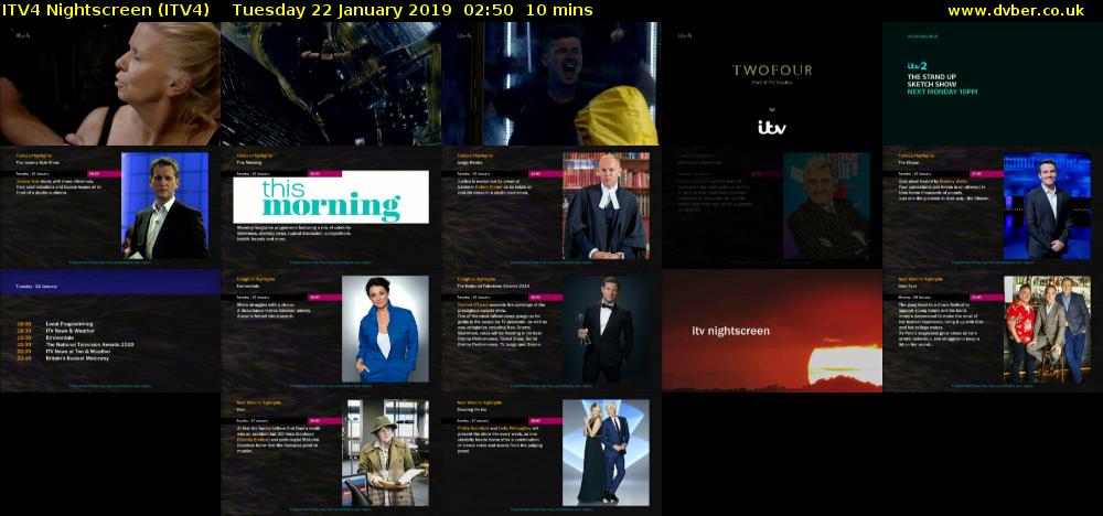 ITV4 Nightscreen (ITV4) Tuesday 22 January 2019 02:50 - 03:00