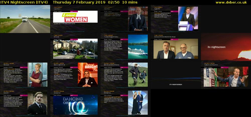 ITV4 Nightscreen (ITV4) Thursday 7 February 2019 02:50 - 03:00