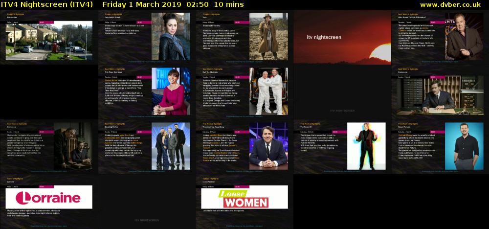 ITV4 Nightscreen (ITV4) Friday 1 March 2019 02:50 - 03:00