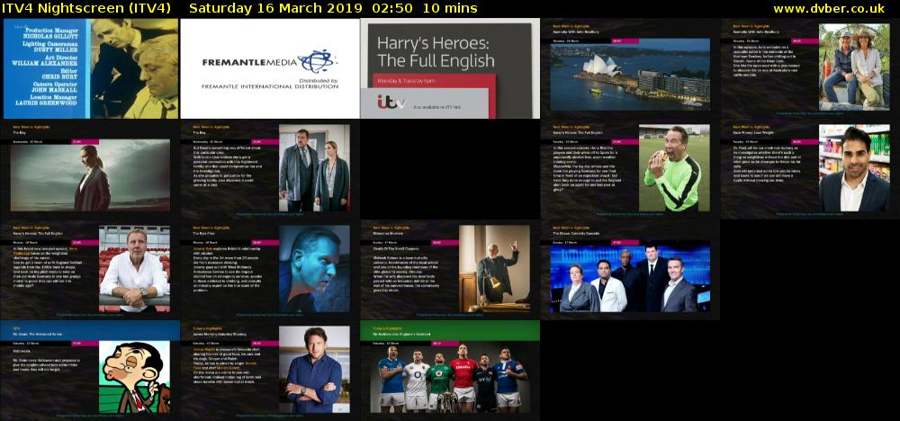 ITV4 Nightscreen (ITV4) Saturday 16 March 2019 02:50 - 03:00