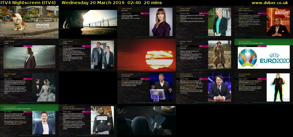 ITV4 Nightscreen (ITV4) Wednesday 20 March 2019 02:40 - 03:00