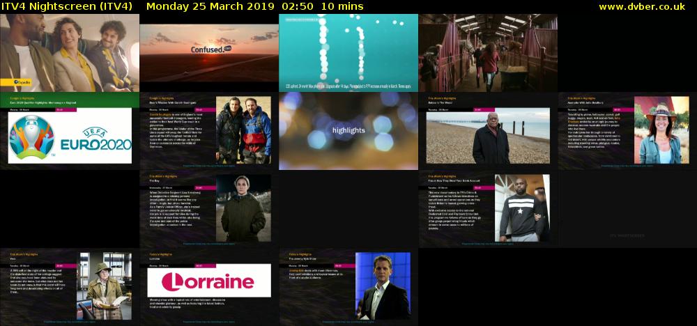 ITV4 Nightscreen (ITV4) Monday 25 March 2019 02:50 - 03:00