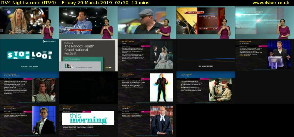 ITV4 Nightscreen (ITV4) Friday 29 March 2019 02:50 - 03:00