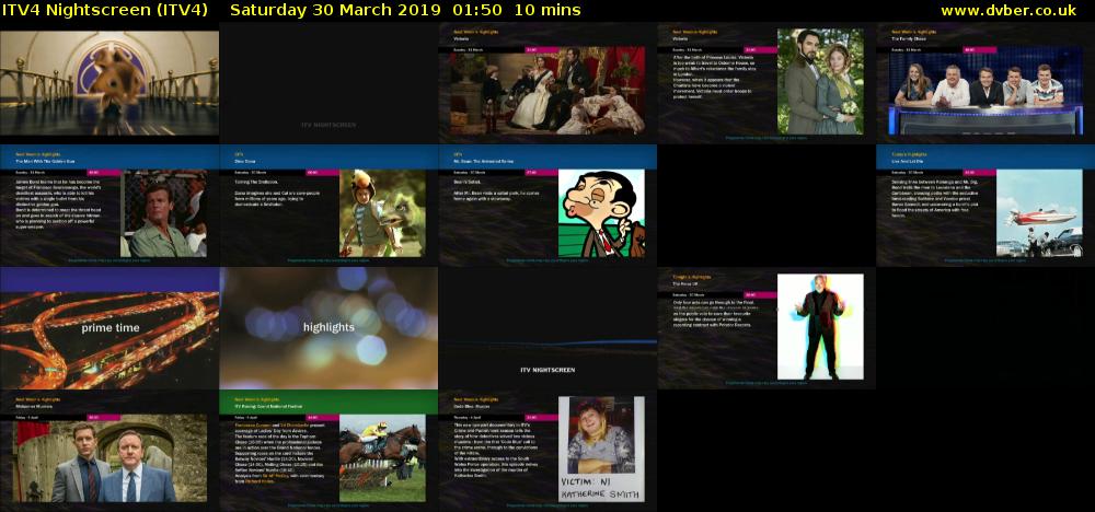 ITV4 Nightscreen (ITV4) Saturday 30 March 2019 01:50 - 02:00