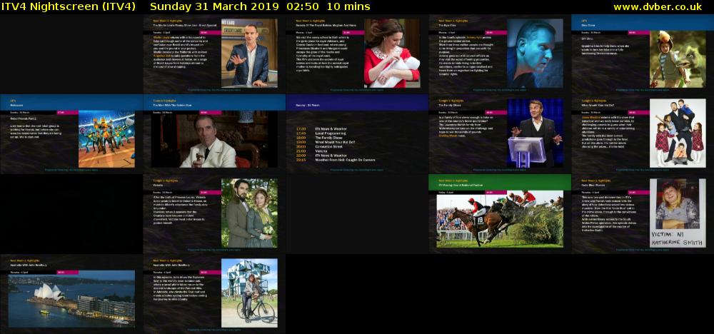 ITV4 Nightscreen (ITV4) Sunday 31 March 2019 02:50 - 03:00