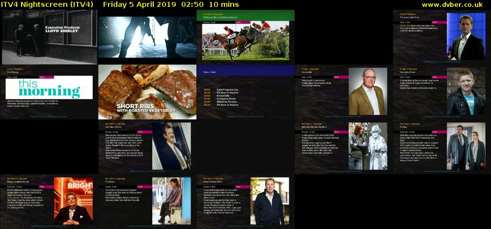 ITV4 Nightscreen (ITV4) Friday 5 April 2019 02:50 - 03:00
