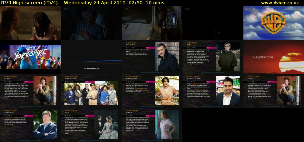 ITV4 Nightscreen (ITV4) Wednesday 24 April 2019 02:50 - 03:00