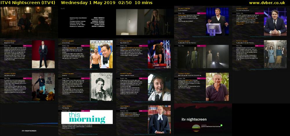ITV4 Nightscreen (ITV4) Wednesday 1 May 2019 02:50 - 03:00
