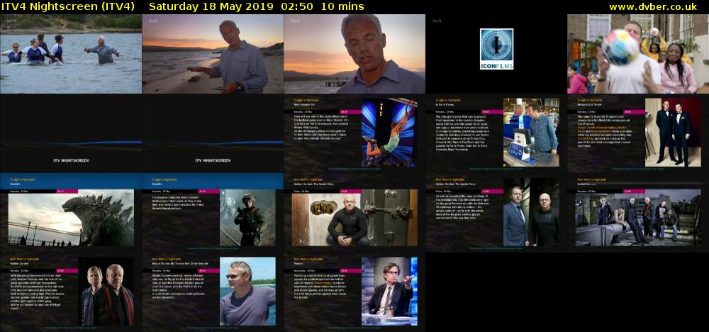 ITV4 Nightscreen (ITV4) Saturday 18 May 2019 02:50 - 03:00