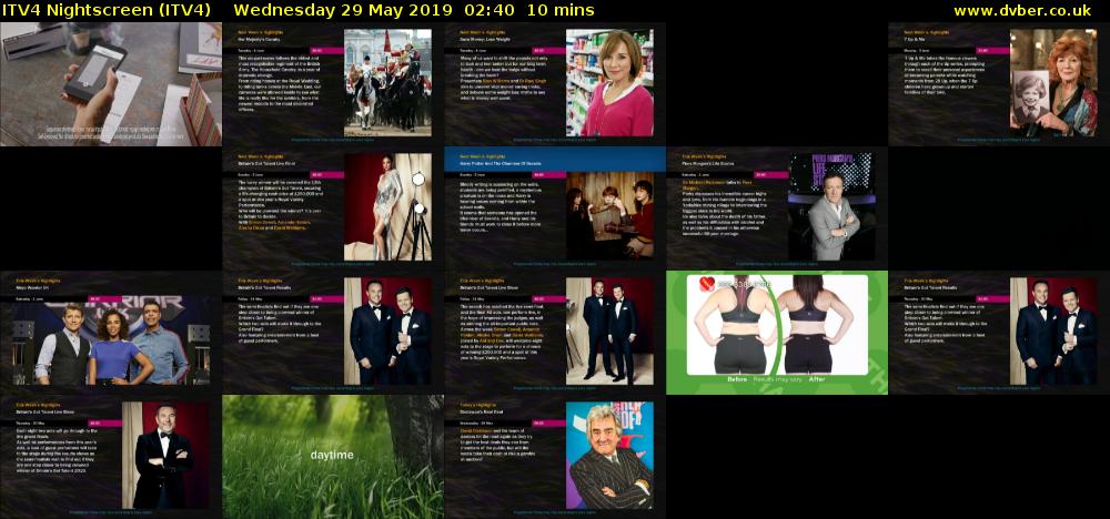 ITV4 Nightscreen (ITV4) Wednesday 29 May 2019 02:40 - 02:50