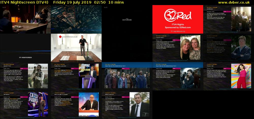 ITV4 Nightscreen (ITV4) Friday 19 July 2019 02:50 - 03:00