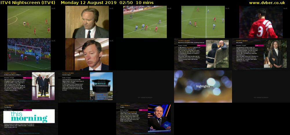 ITV4 Nightscreen (ITV4) Monday 12 August 2019 02:50 - 03:00