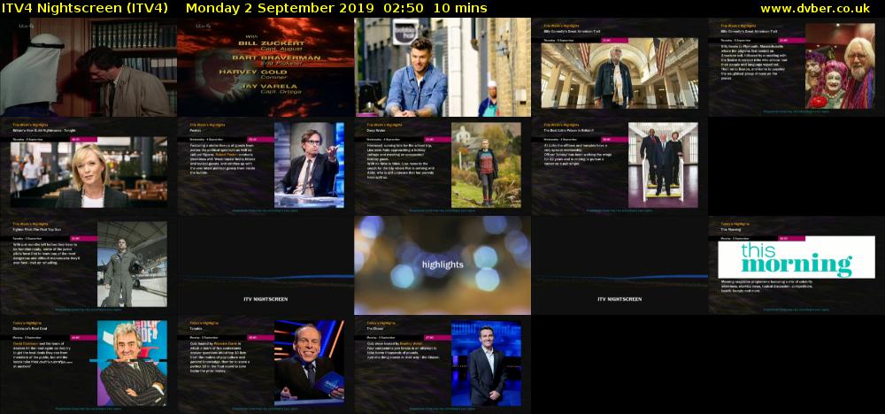ITV4 Nightscreen (ITV4) Monday 2 September 2019 02:50 - 03:00