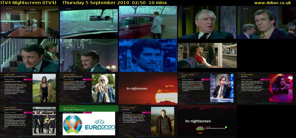 ITV4 Nightscreen (ITV4) Thursday 5 September 2019 02:50 - 03:00