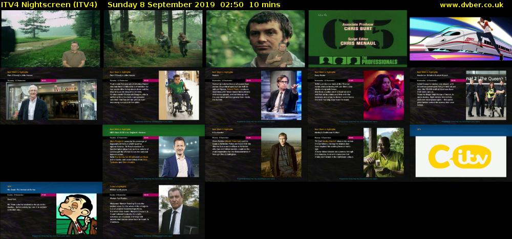 ITV4 Nightscreen (ITV4) Sunday 8 September 2019 02:50 - 03:00