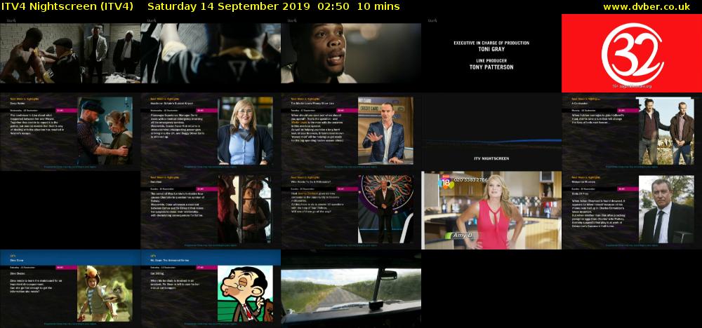 ITV4 Nightscreen (ITV4) Saturday 14 September 2019 02:50 - 03:00