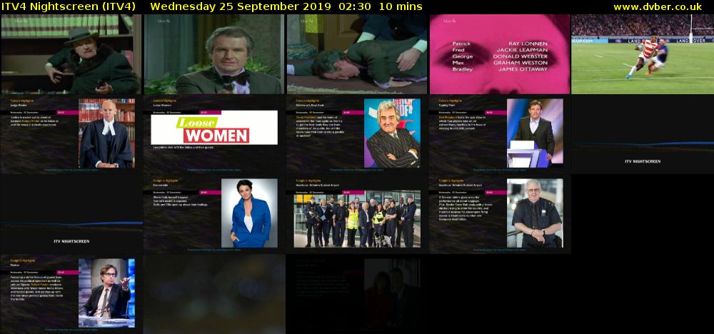 ITV4 Nightscreen (ITV4) Wednesday 25 September 2019 02:30 - 02:40