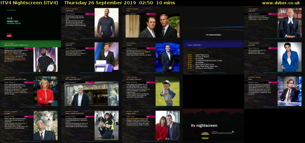 ITV4 Nightscreen (ITV4) Thursday 26 September 2019 02:50 - 03:00