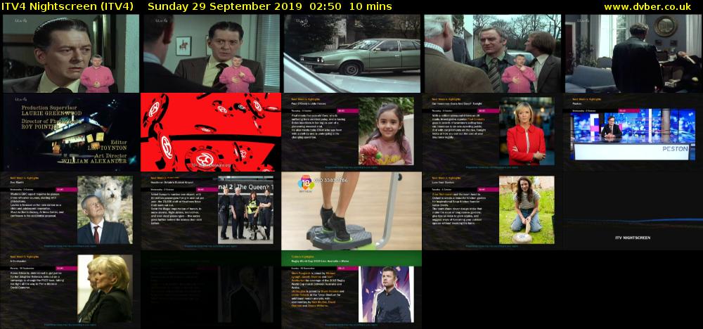 ITV4 Nightscreen (ITV4) Sunday 29 September 2019 02:50 - 03:00